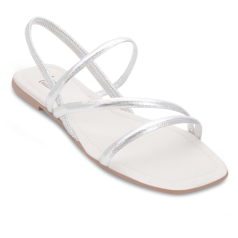 Sandália Rasteira Lady Queen AM24 Prata 1