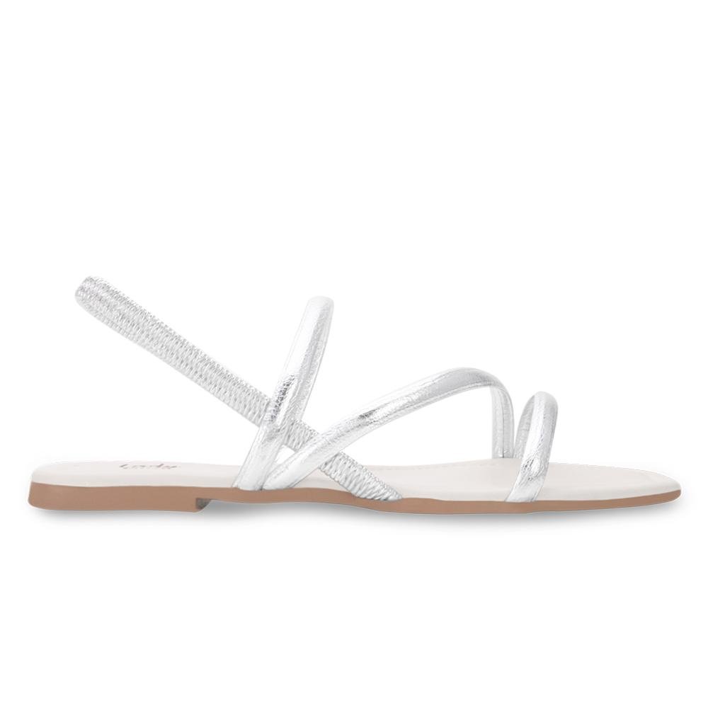 Sandália Rasteira Lady Queen AM24 Prata 2