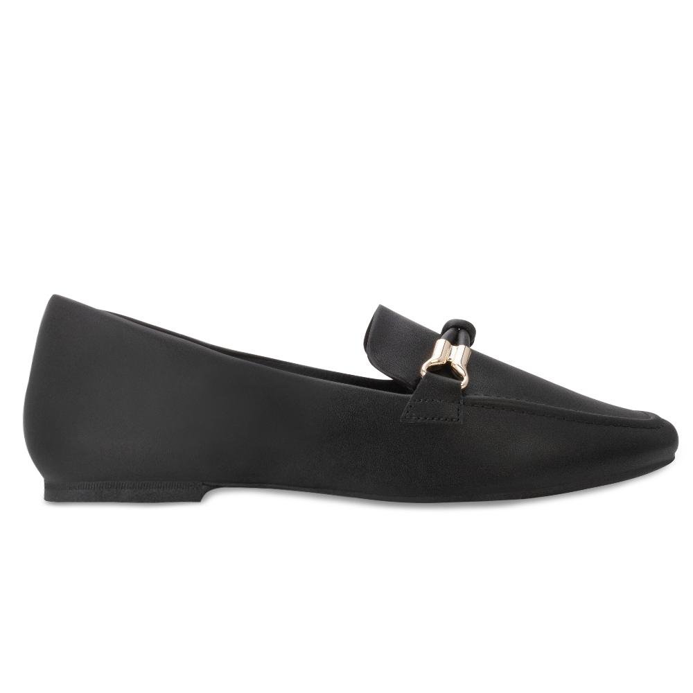 Sapato Mocassim Lady Queen AM24-19113 Preto/Dourado 2