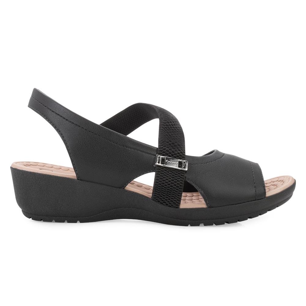 Sandália Campesi Anabela CP25-CP081 Preto/Bege 2