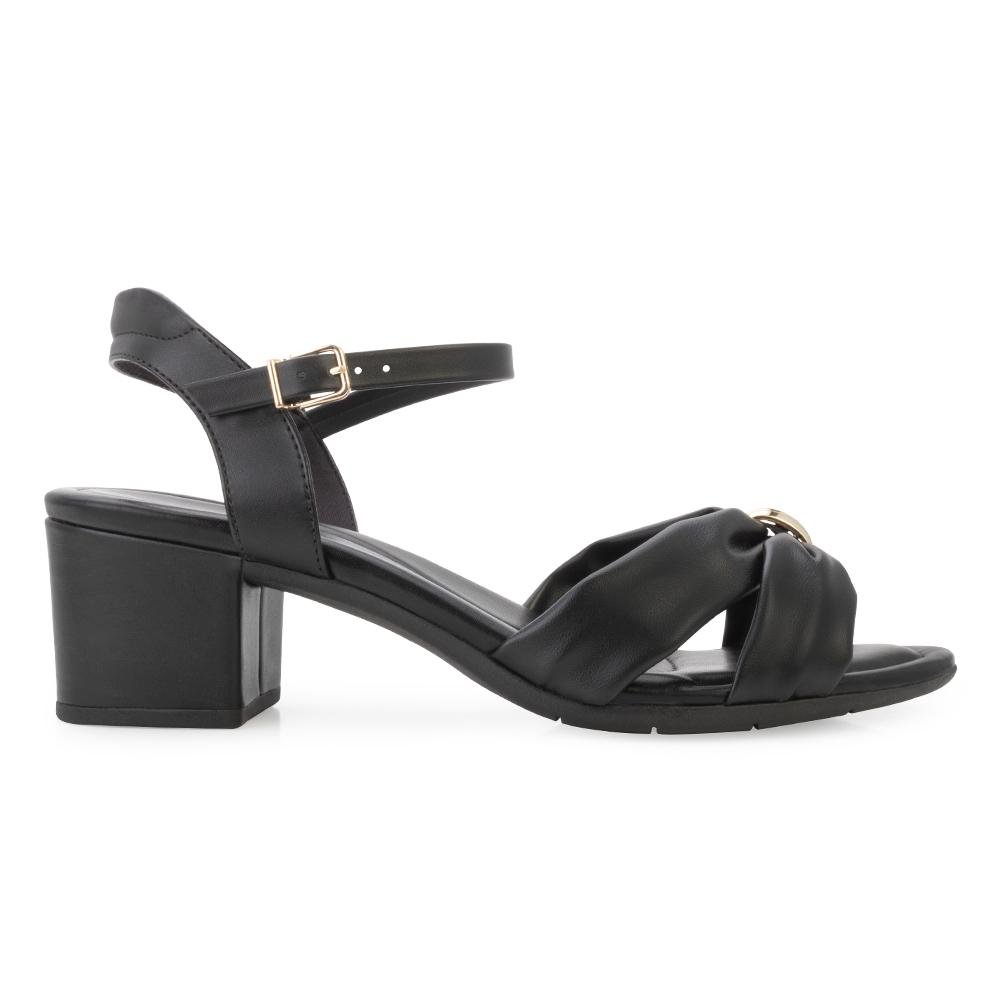 Sandália Comfortflex Salto CF25-25573 Preto/Dourado 2