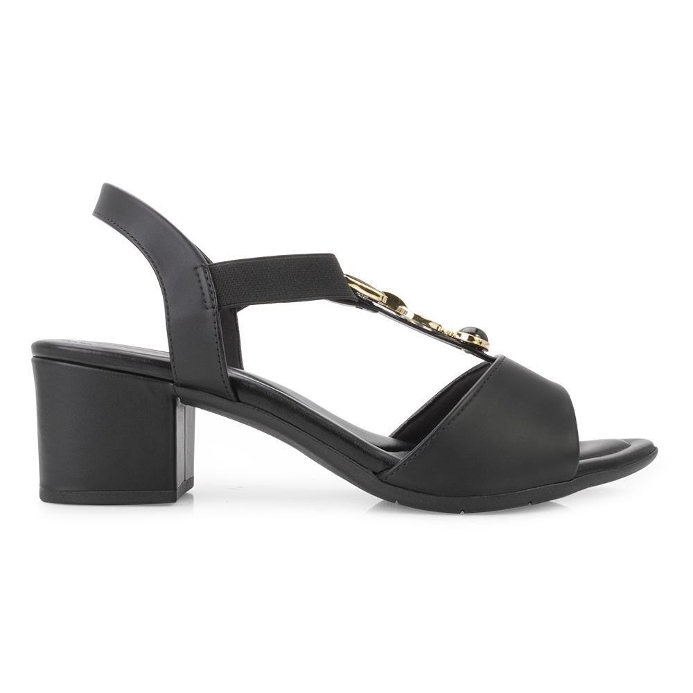 Sandália Comfortflex Salto CF25-25573 Preto/Dourado 2