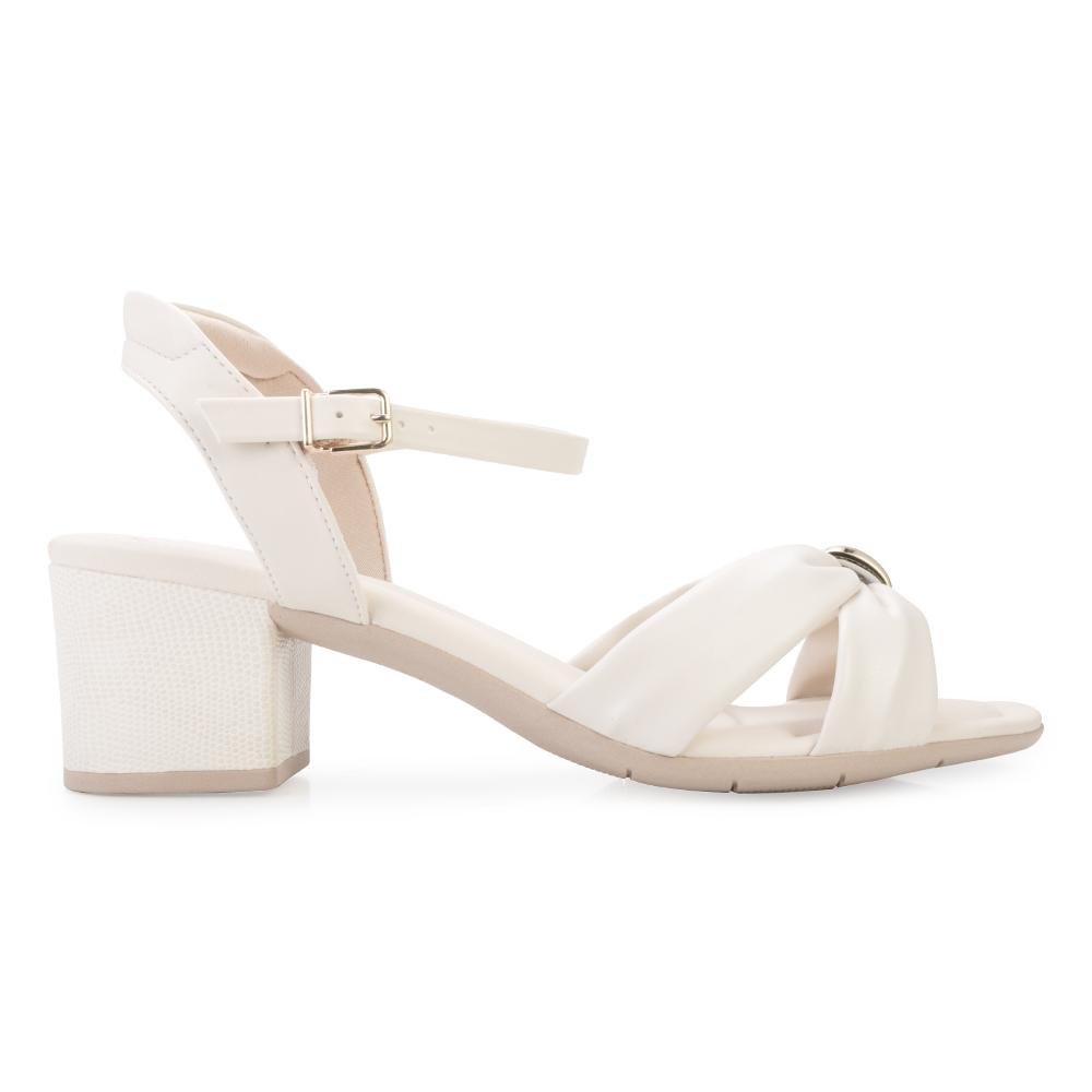 Sandália Comfortflex Salto CF25-25573 Creme/Dourado 2