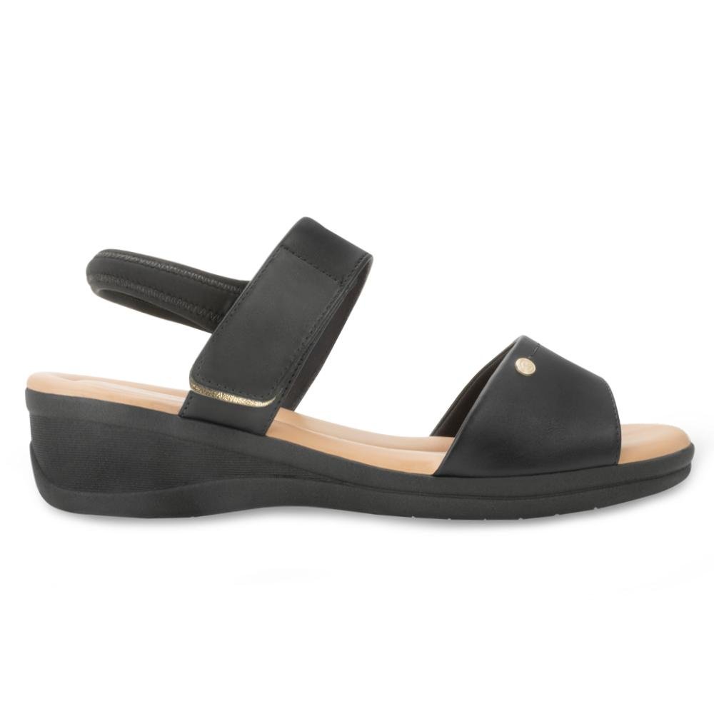 Sandália Anabela Comfortflex CF25-25883 Preto/Bege 2