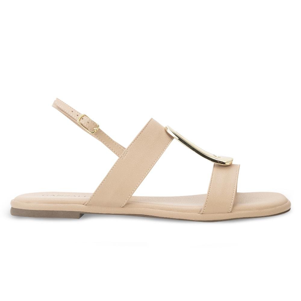 Sandália Rasteira Ganzallê MB25-91254 Bege/Dourado 2