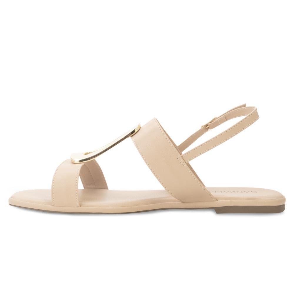 Sandália Rasteira Ganzallê MB25-91254 Bege/Dourado 3