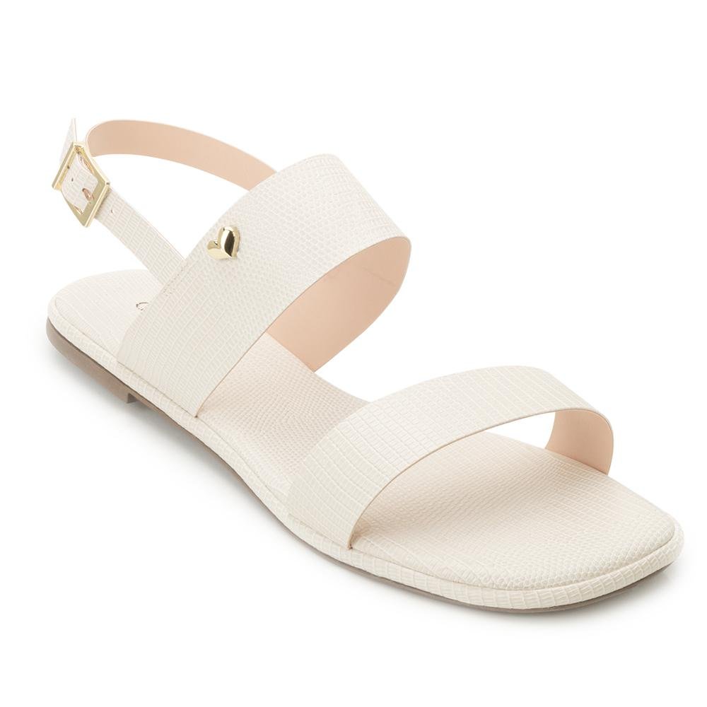 Sandália Rasteira Ganzallê MB25-91254 Creme/Dourado 1