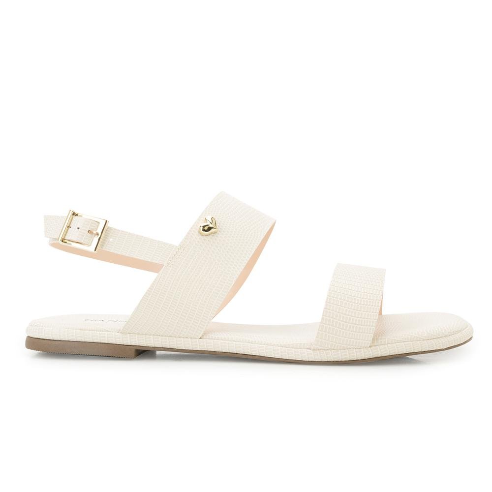 Sandália Rasteira Ganzallê MB25-91254 Creme/Dourado 2