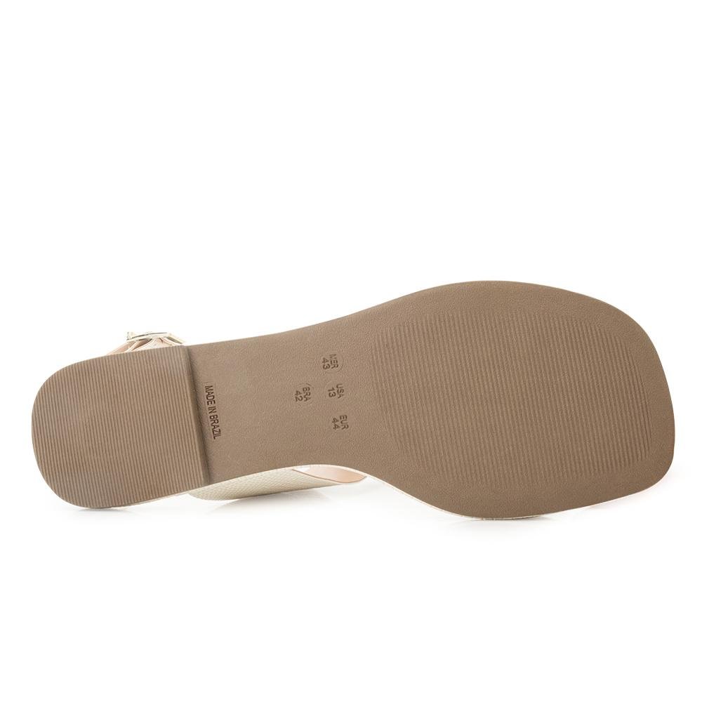 Sandália Rasteira Ganzallê MB25-91254 Creme/Dourado 4