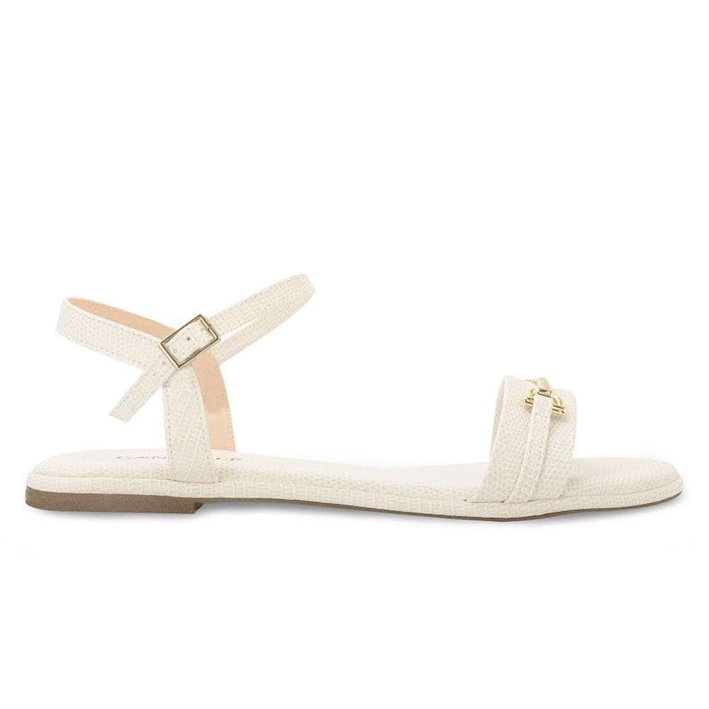 Sandália Rasteira Ganzallê MB25-91254 Creme/Dourado 2