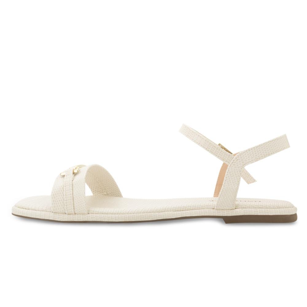 Sandália Rasteira Ganzallê MB25-91254 Creme/Dourado 3