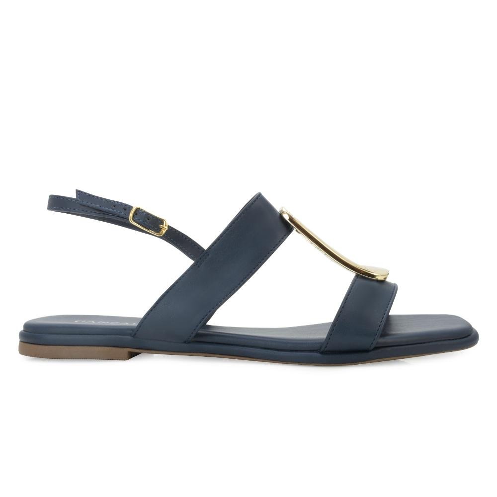 Sandália Rasteira Ganzallê MB25-91254 Marinho/Dourado 2