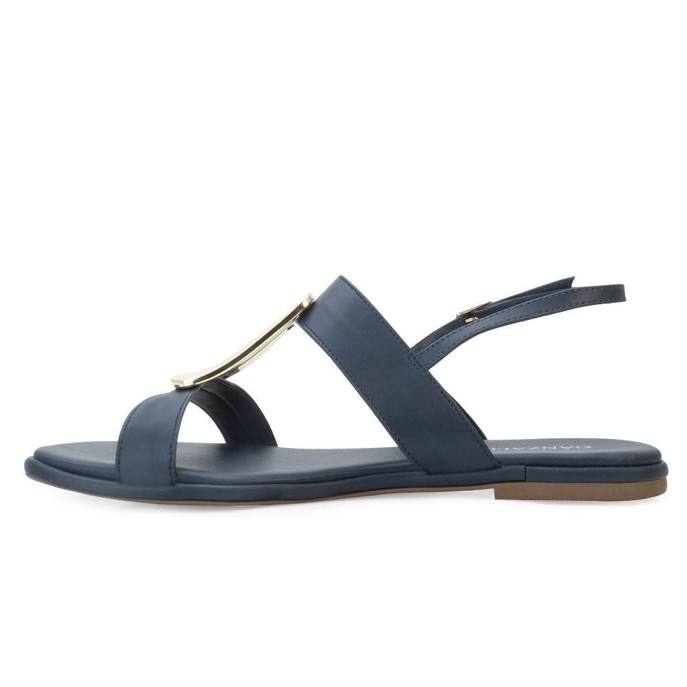 Sandália Rasteira Ganzallê MB25-91254 Marinho/Dourado 3