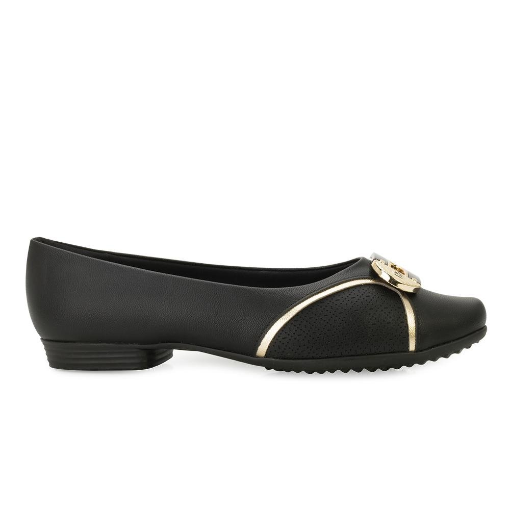 Sapatilha Piccadilly PD25-25023 Preto/Dourado 2