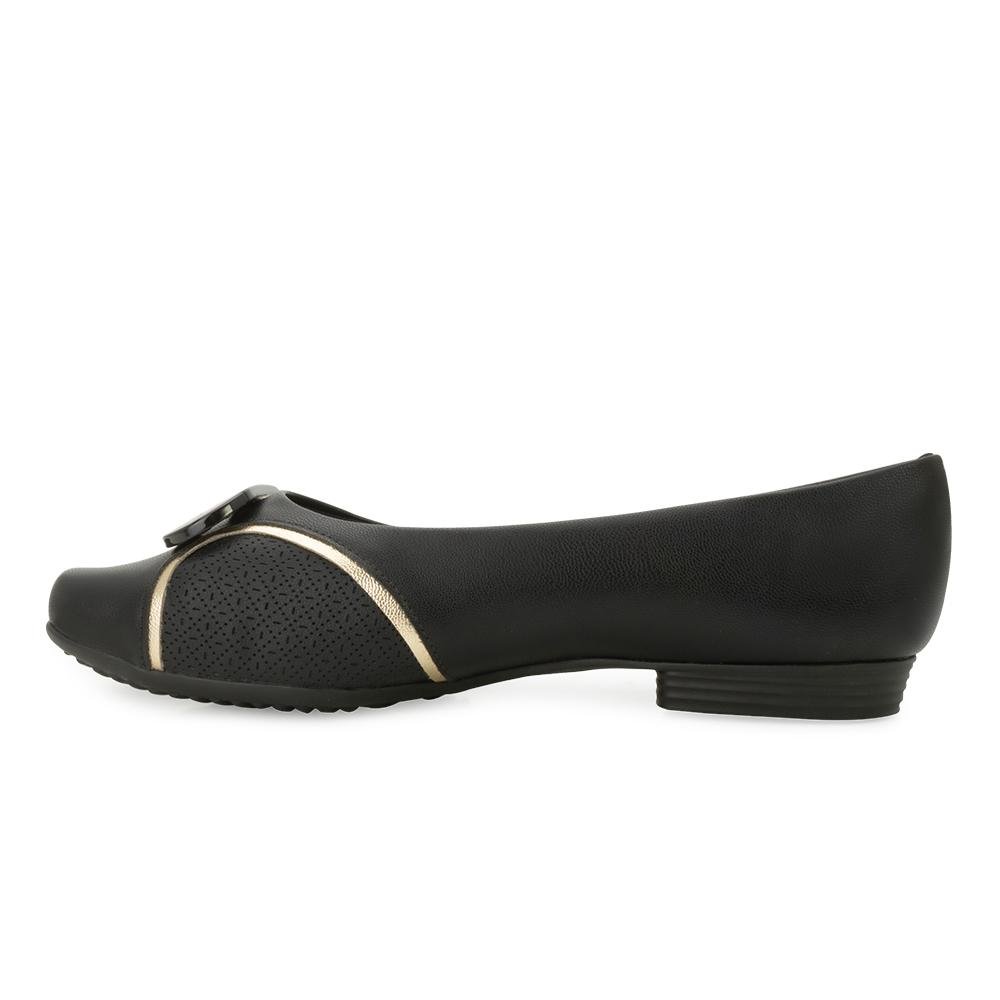 Sapatilha Piccadilly PD25-25023 Preto/Dourado 3