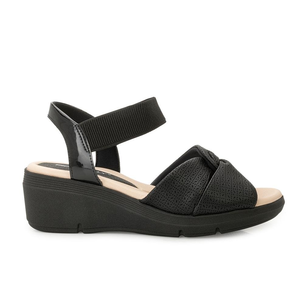 Sandália Anabela Piccadilly PD25-54037 Preto/Bege 2