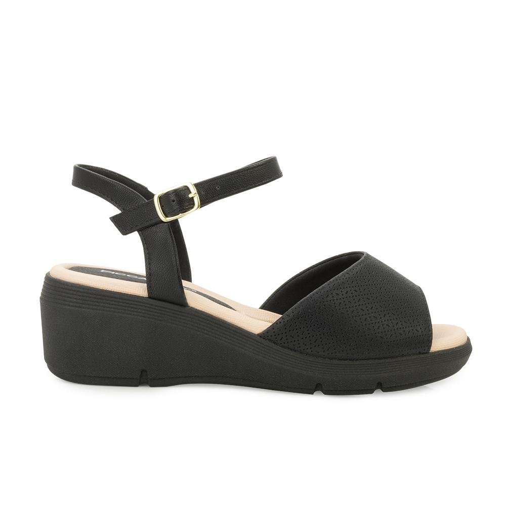 Sandália Anabela Piccadilly PD25-54036 Preto/Bege 2