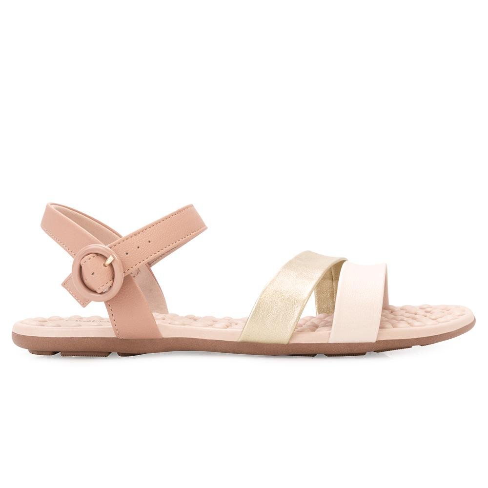 Sandália Rasteira Modare Ultraconforto ND MD25-71631 Nude/Dourado 2