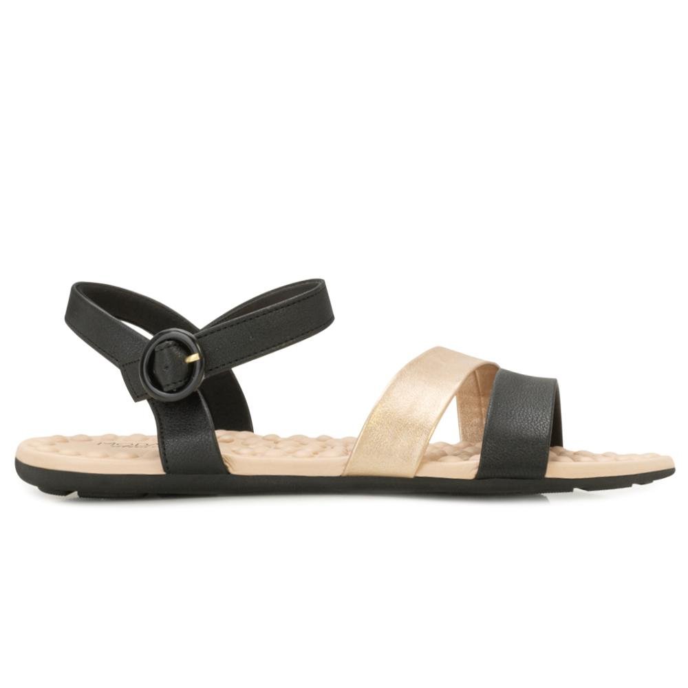 Sandália Rasteira Modare Ultraconforto PD MD25-71631 Preto/Dourado 2