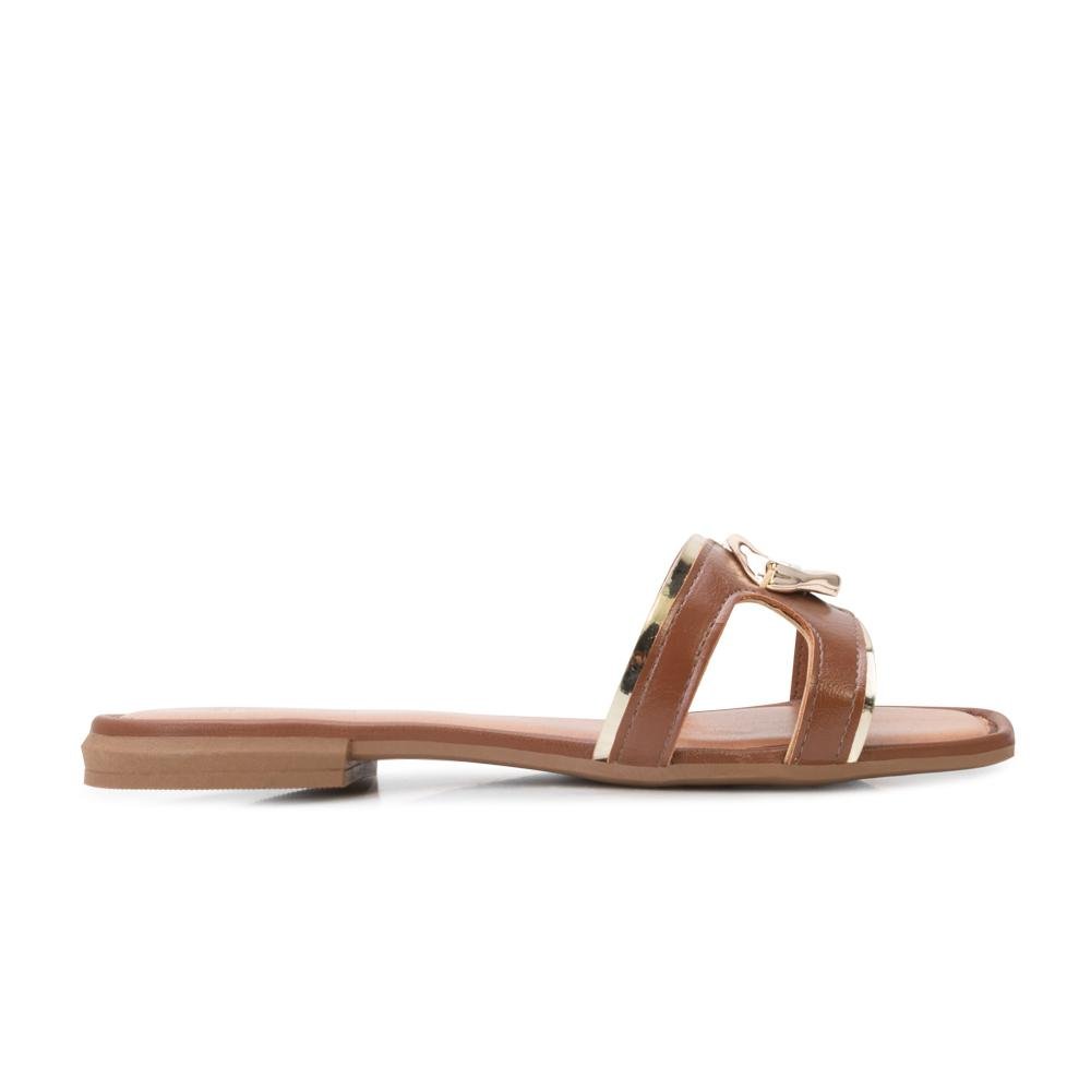 Sandália Rasteira Mississipi C-D MS25-J0131 Caramelo/Dourado 2