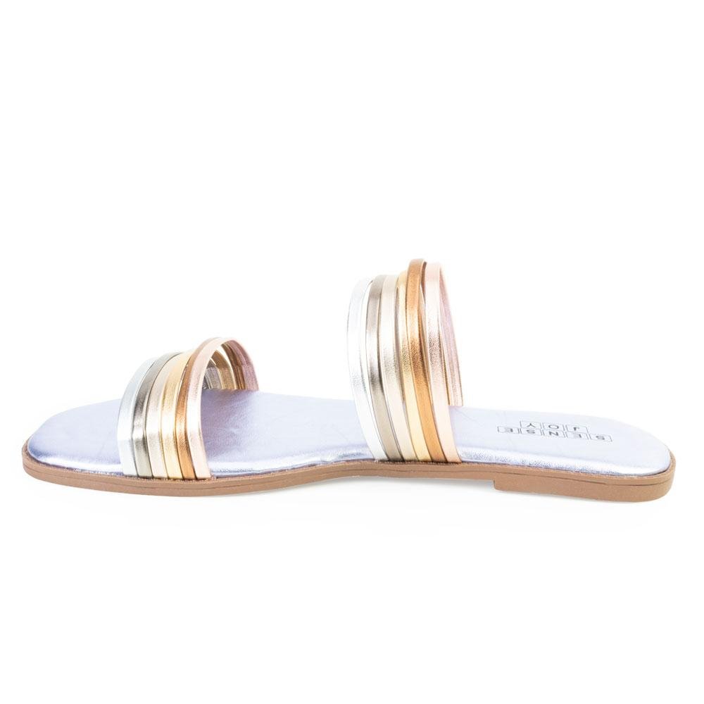 Sandália Rasteira Sense Joy AF22-AN30 Prata 2