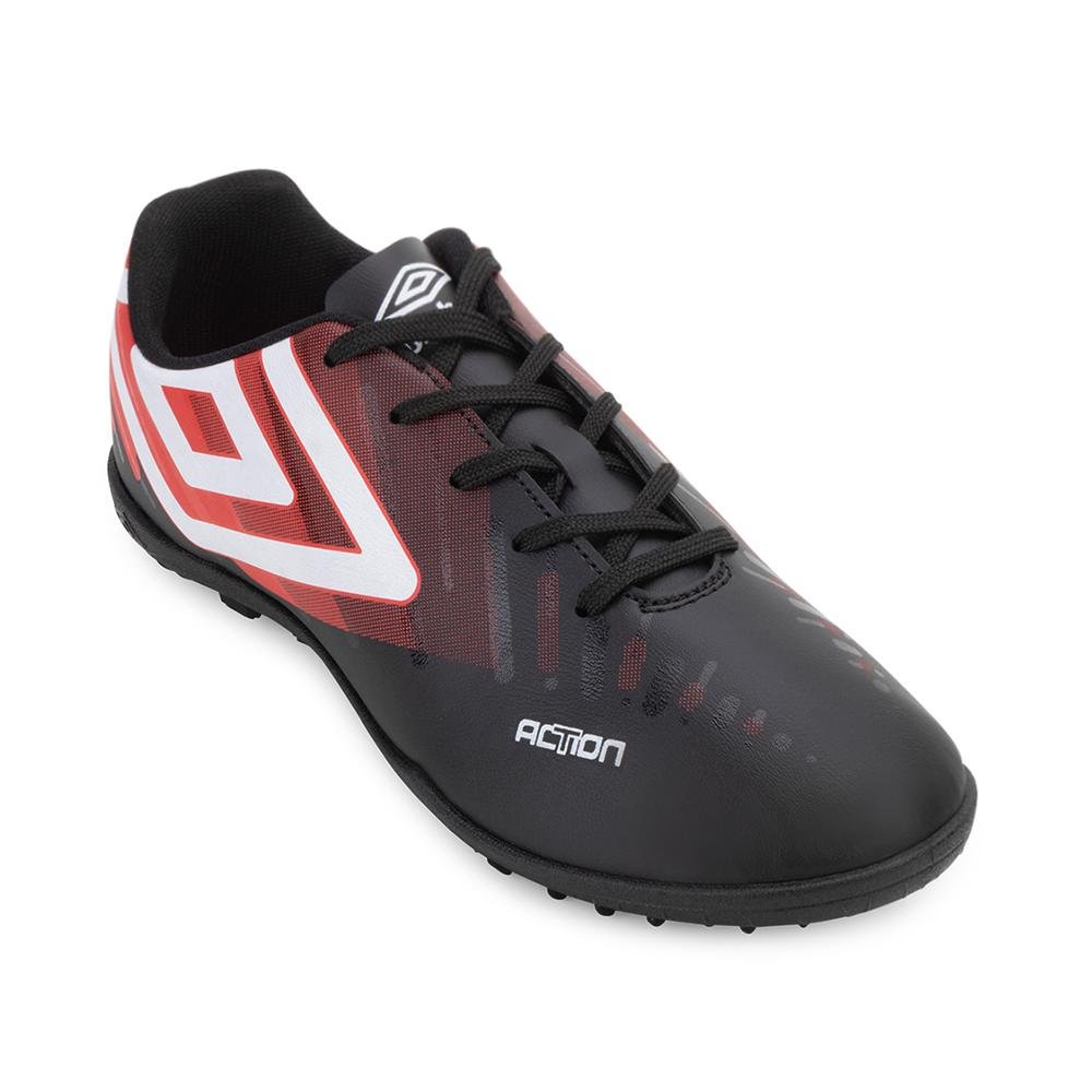 Chuteira Society Umbro Action Juvenil UM24 Preto/Vermelho 1