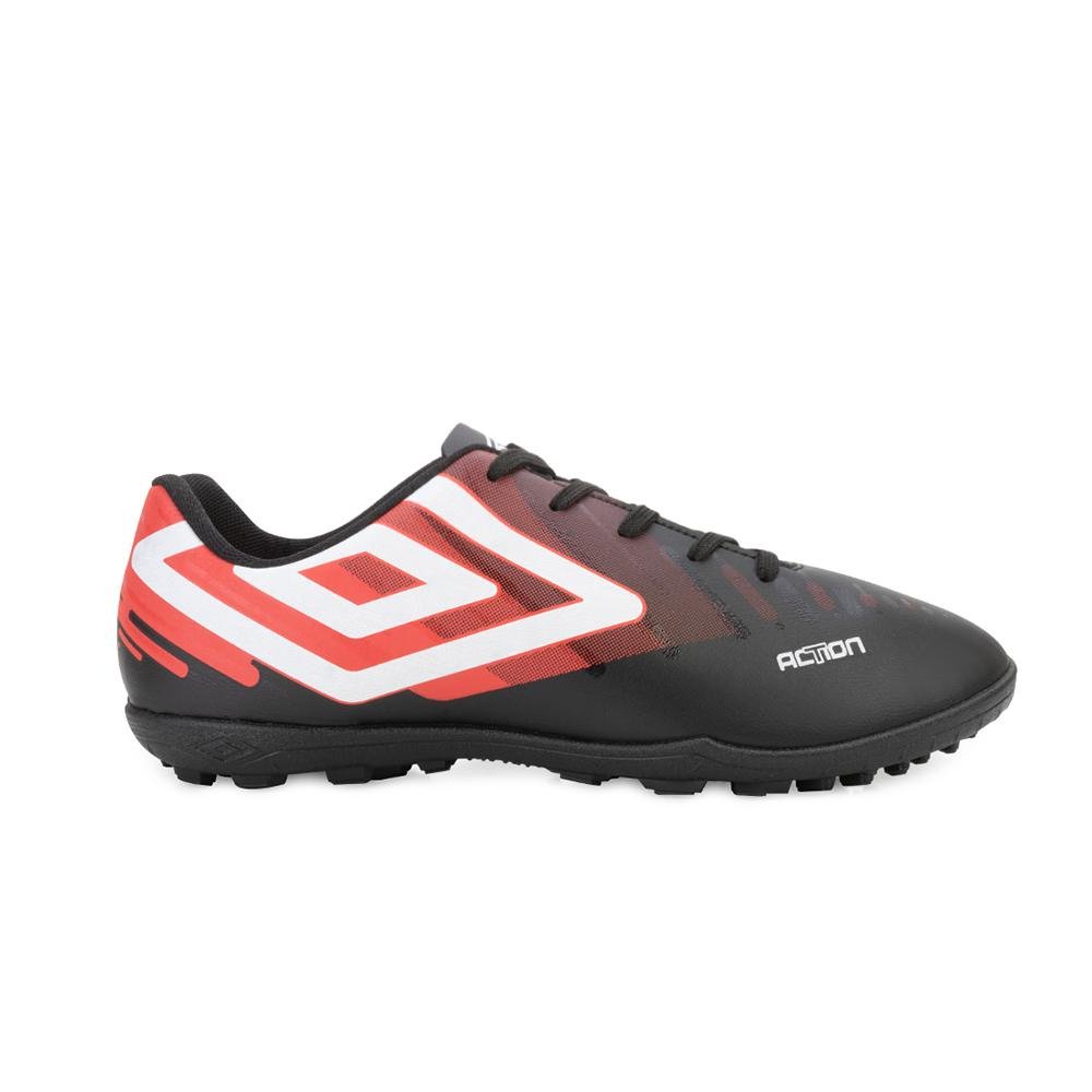 Chuteira Society Umbro Action Juvenil UM24 Preto/Vermelho 2