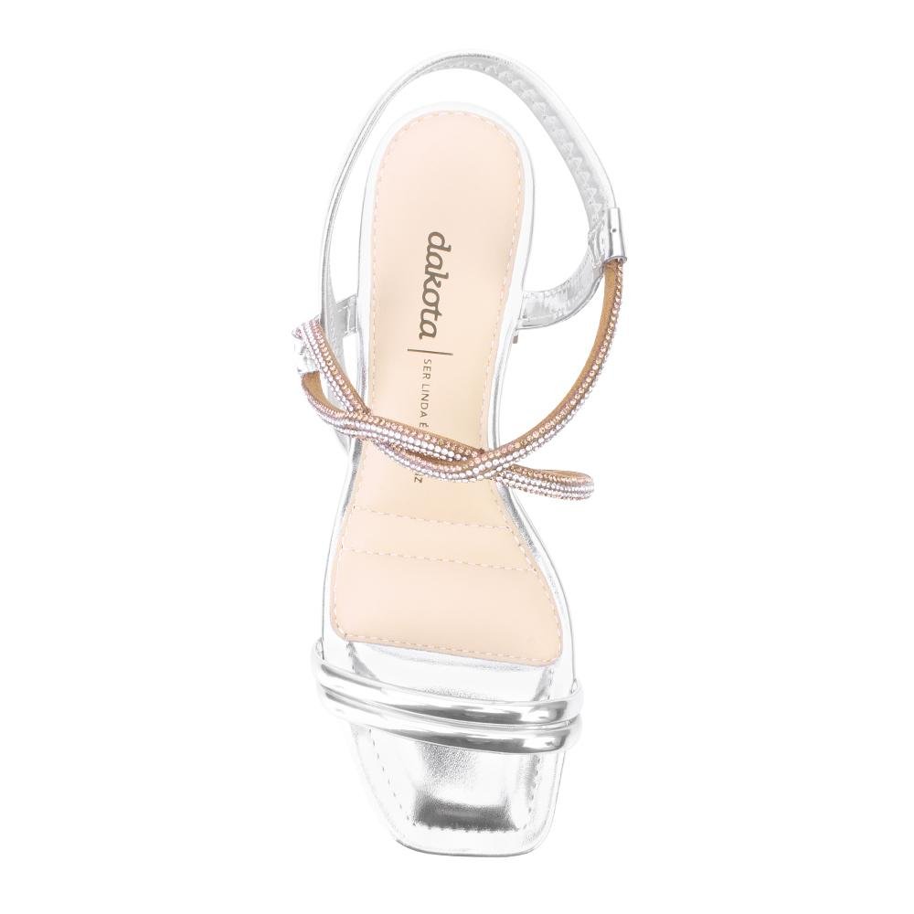 Sandália Salto Bloco Dakota DT24-Y7502 Prata/Dourado 5
