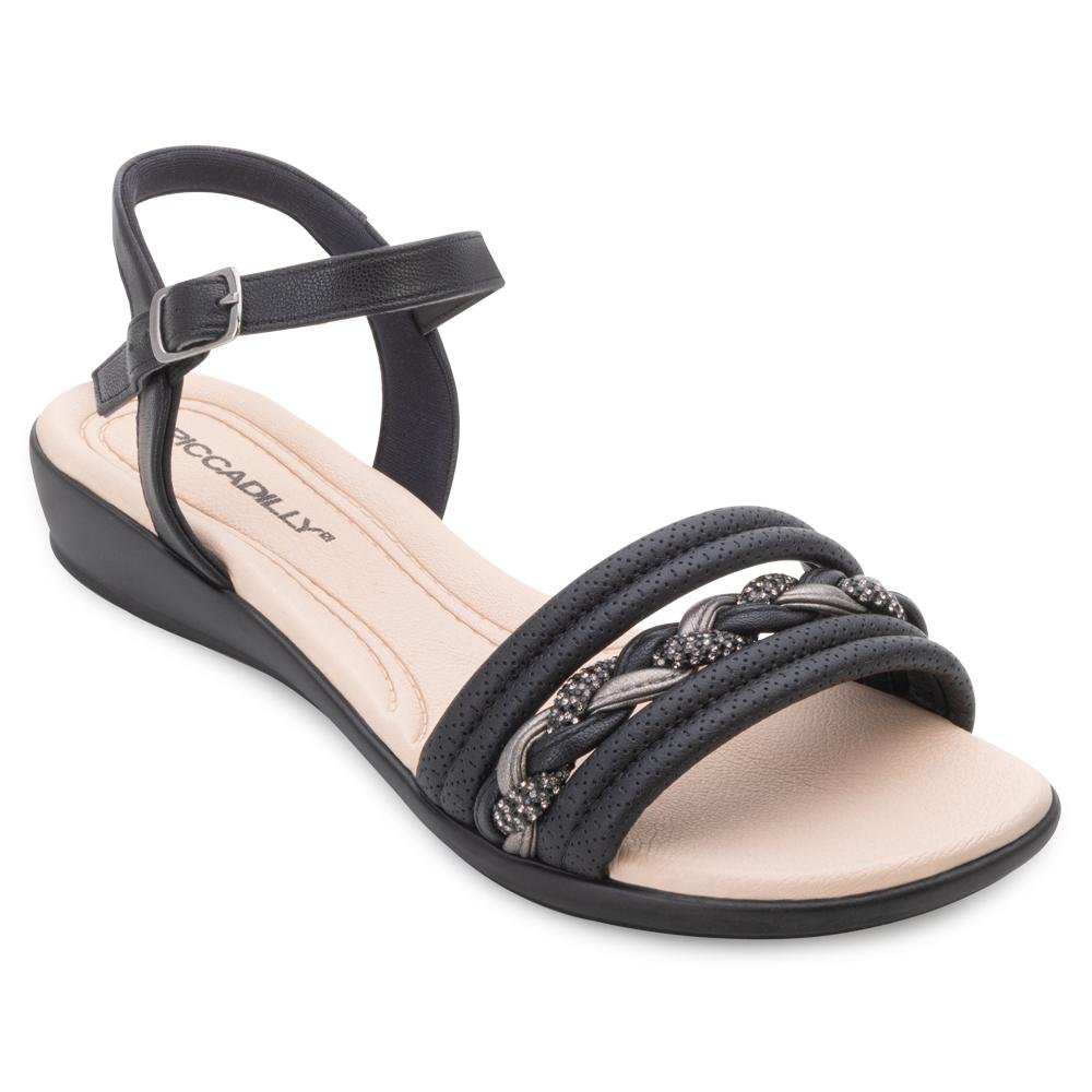 Sandália Piccadilly PD24-50037 Preto/Bege 1