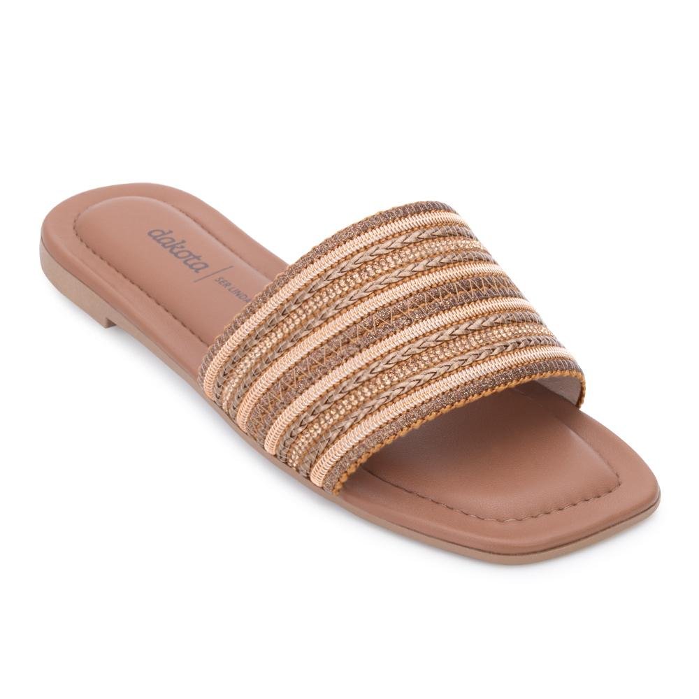 Chinelo Slide Dakota DT24-Y8382 Dourado/Marrom 1