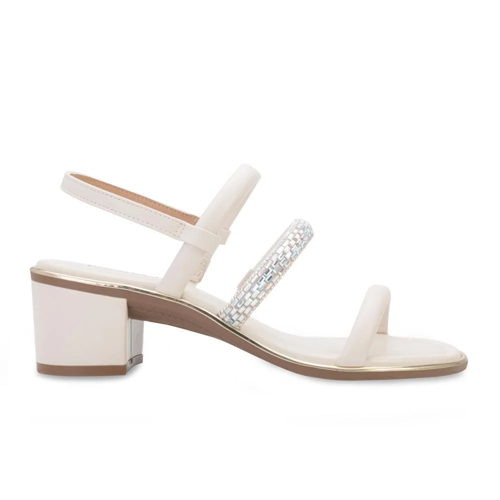 Sandália Salto Beira Rio BR24-83792 Branco/Bege 2