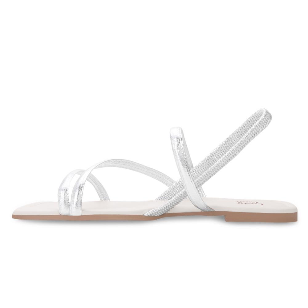 Sandália Rasteira Lady Queen AM24 Prata 3