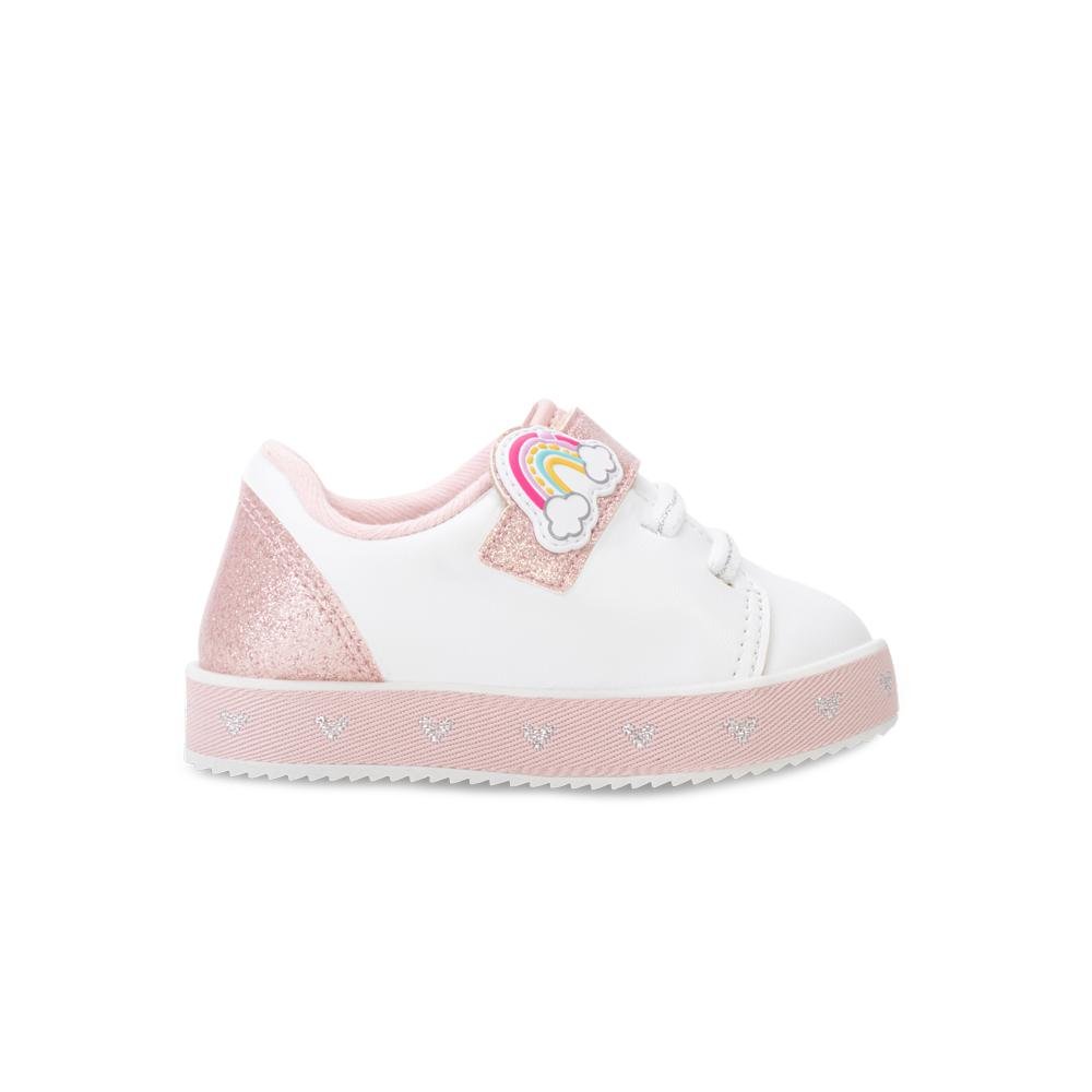 Tênis Casual Molekinha MK25-21316 Branco/Rosa 2