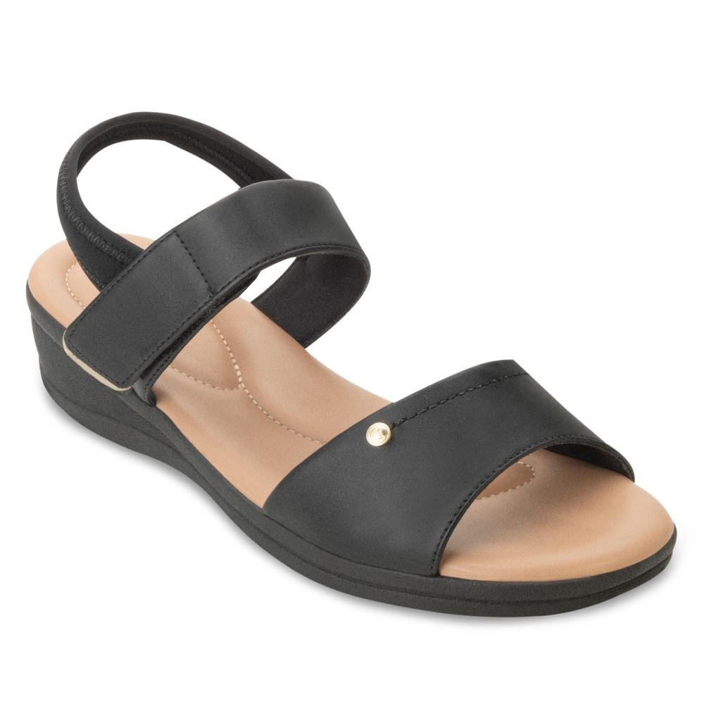 Sandália Anabela Comfortflex CF25-25883 Preto/Bege 2