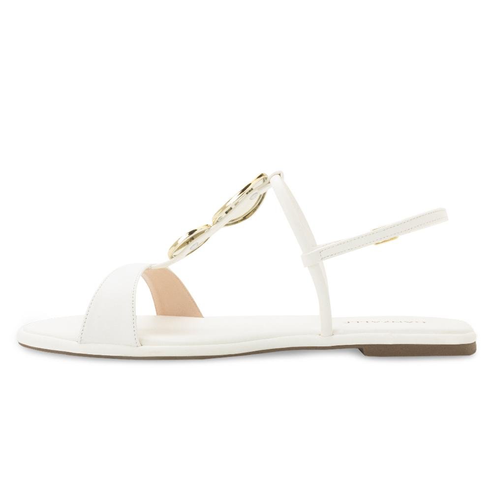 Sandália Rasteira Ganzallê MB25-91254 Branco/Dourado 3
