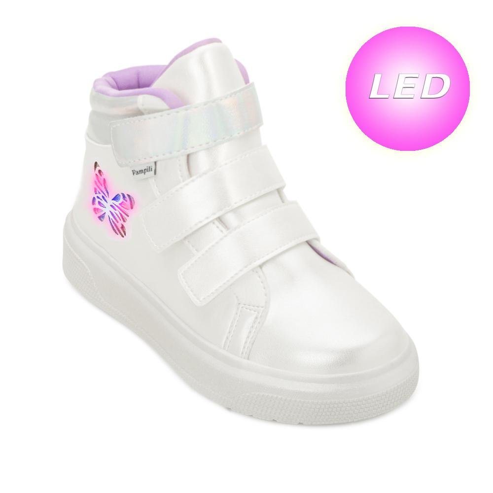 Tênis Led Cano Médio Infantil Pampili PP25-73605 Branco 1