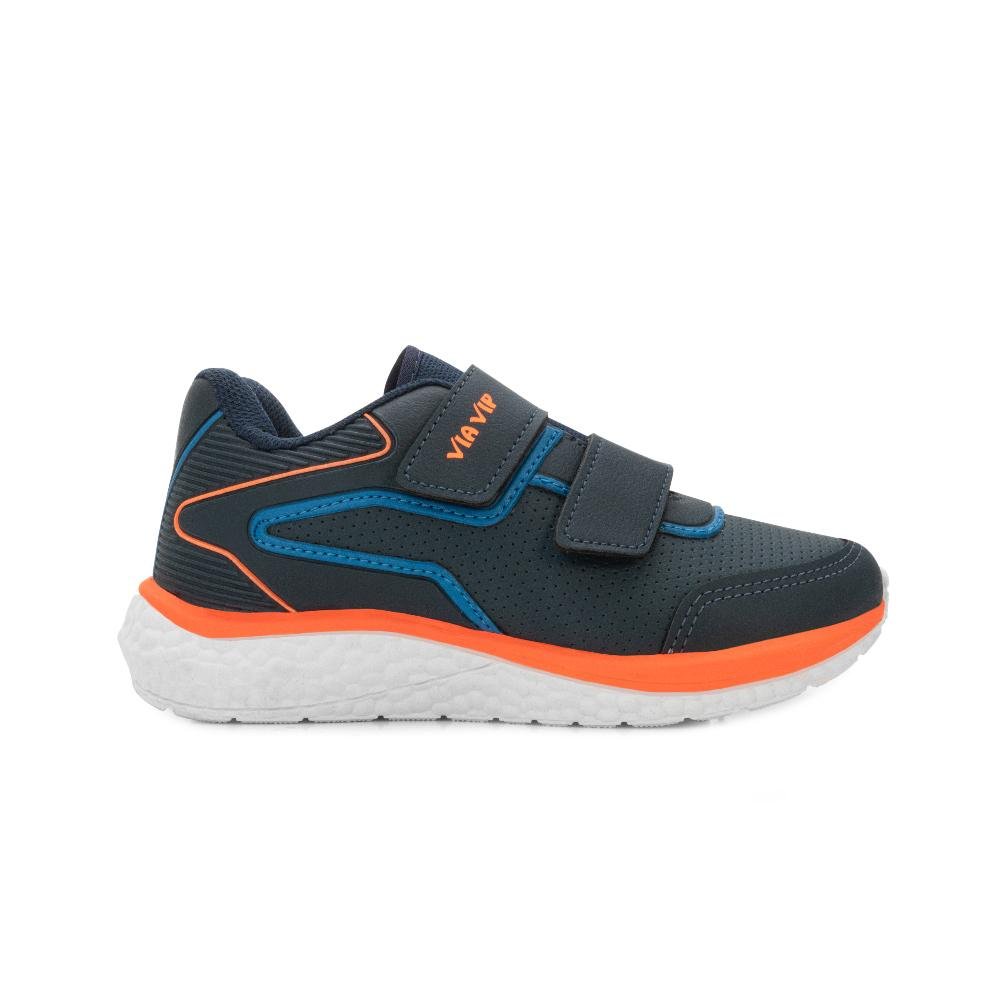Tênis Via Vip Infantil ML VV25-VV9528 Azul Marinho/Laranja 2