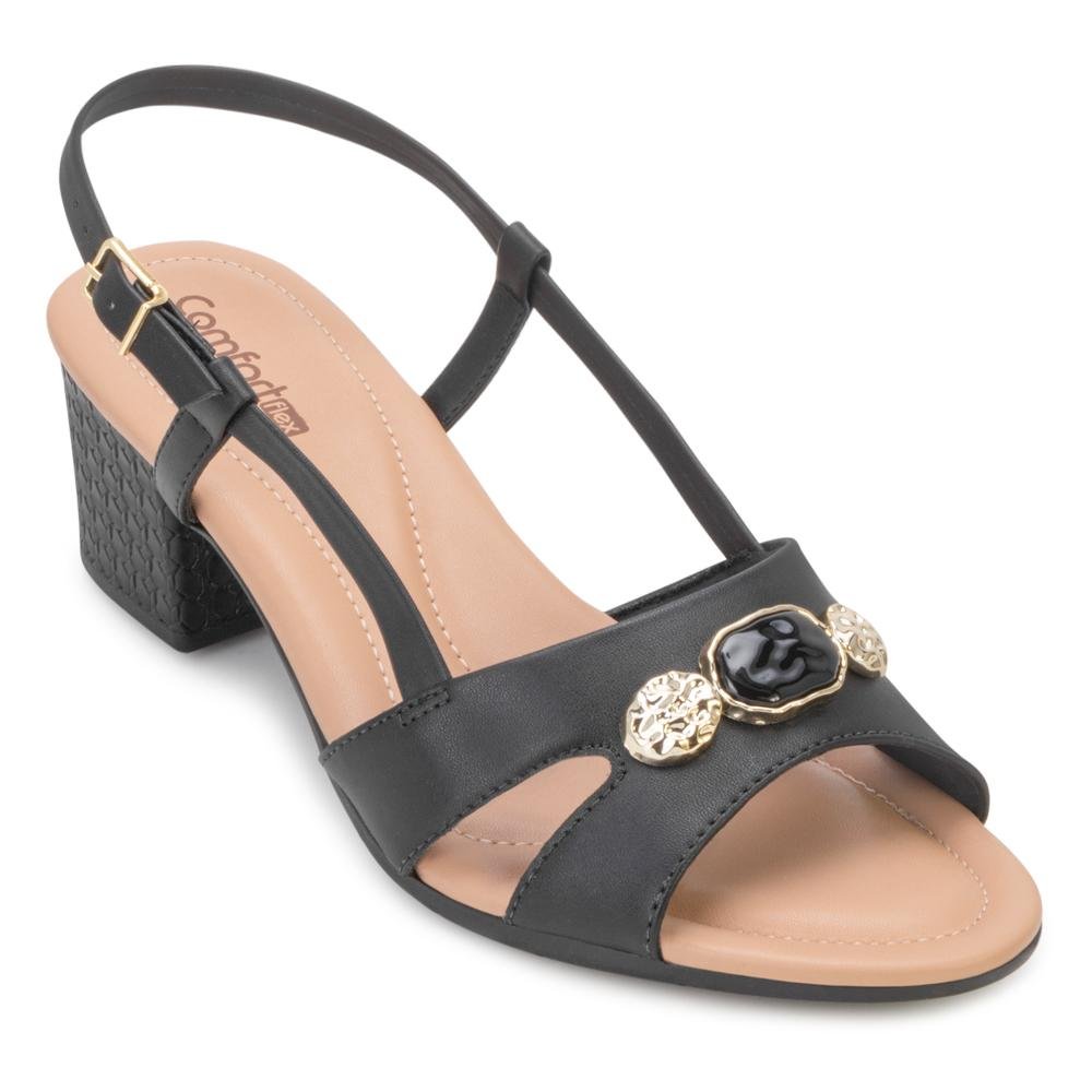 Sandália Comfortflex PN Salto CF25-25574