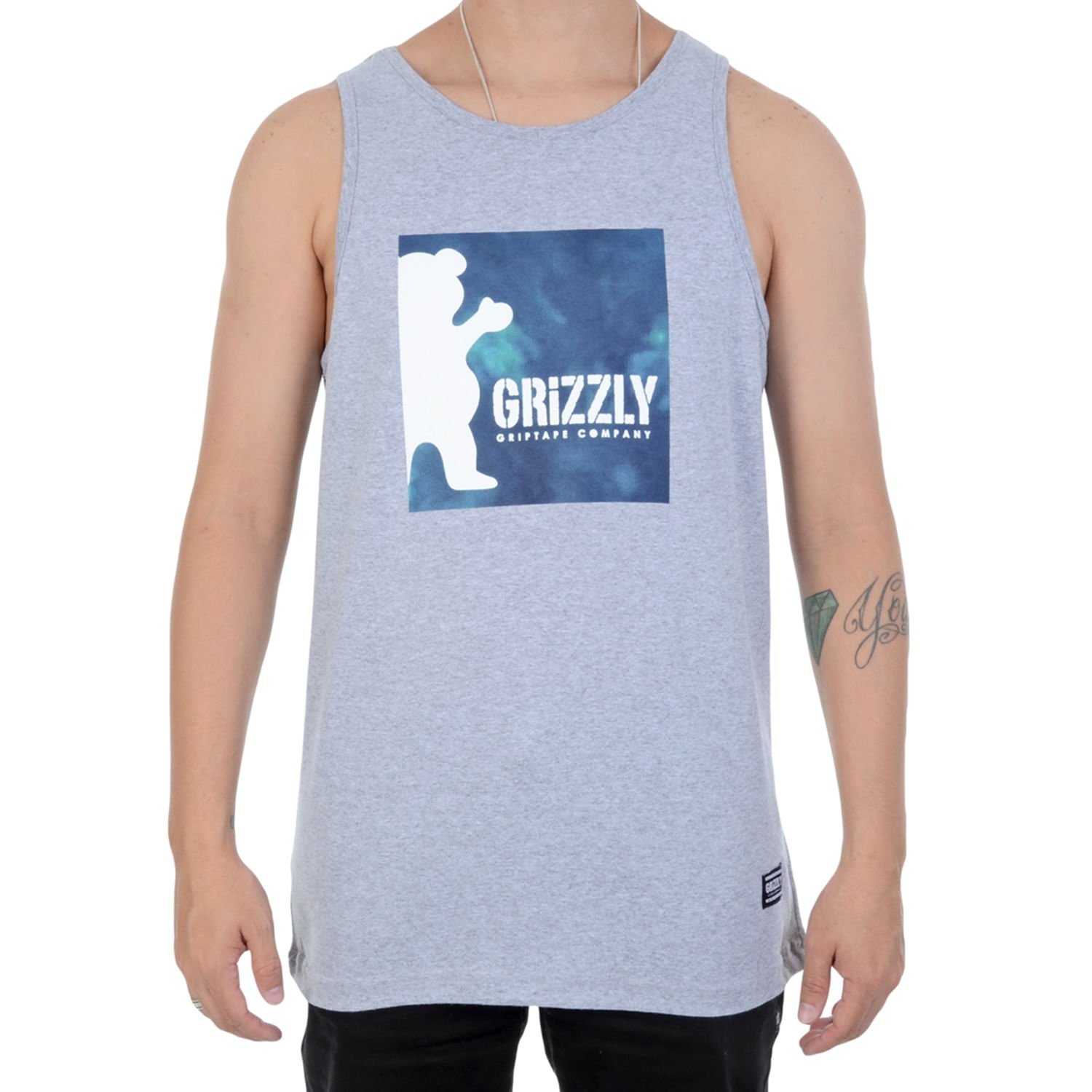 Camiseta Masculina Regata Grizzly Deep Water Tank Cinza