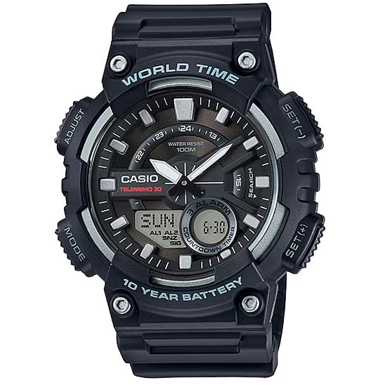 Relógio Masculino Casio World Time AEQ-110W-1AVDF Preto