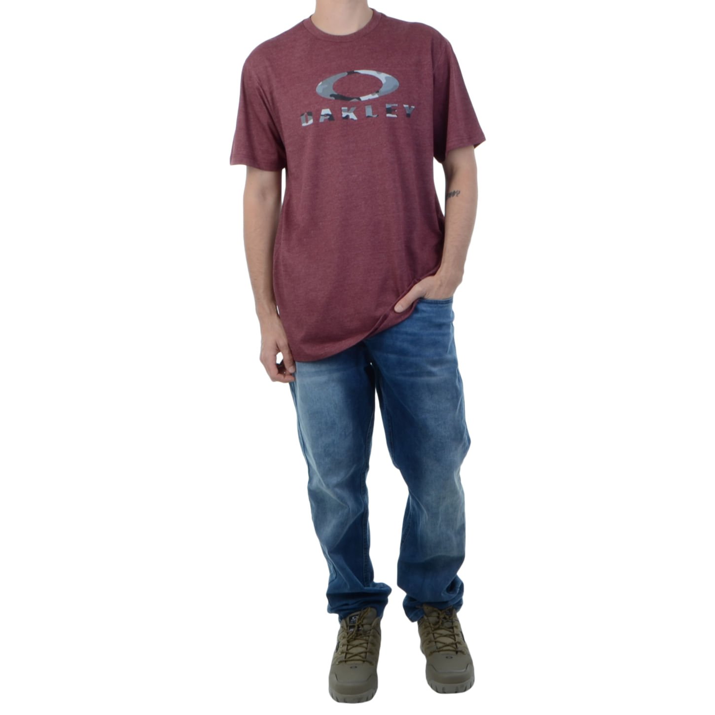 Camiseta Masculina Oakley Camo SS Tee Vermelho 5