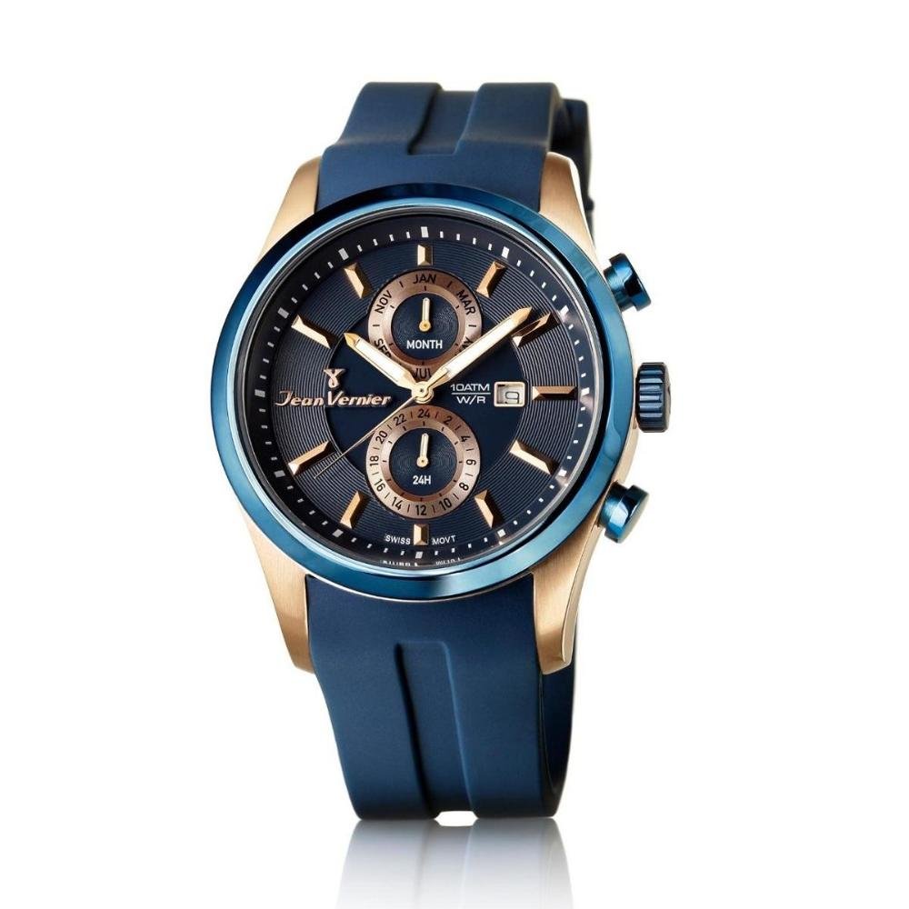 Relógio Jean Vernier Pulseira Silicone ATM Unissex Moderno Azul 1