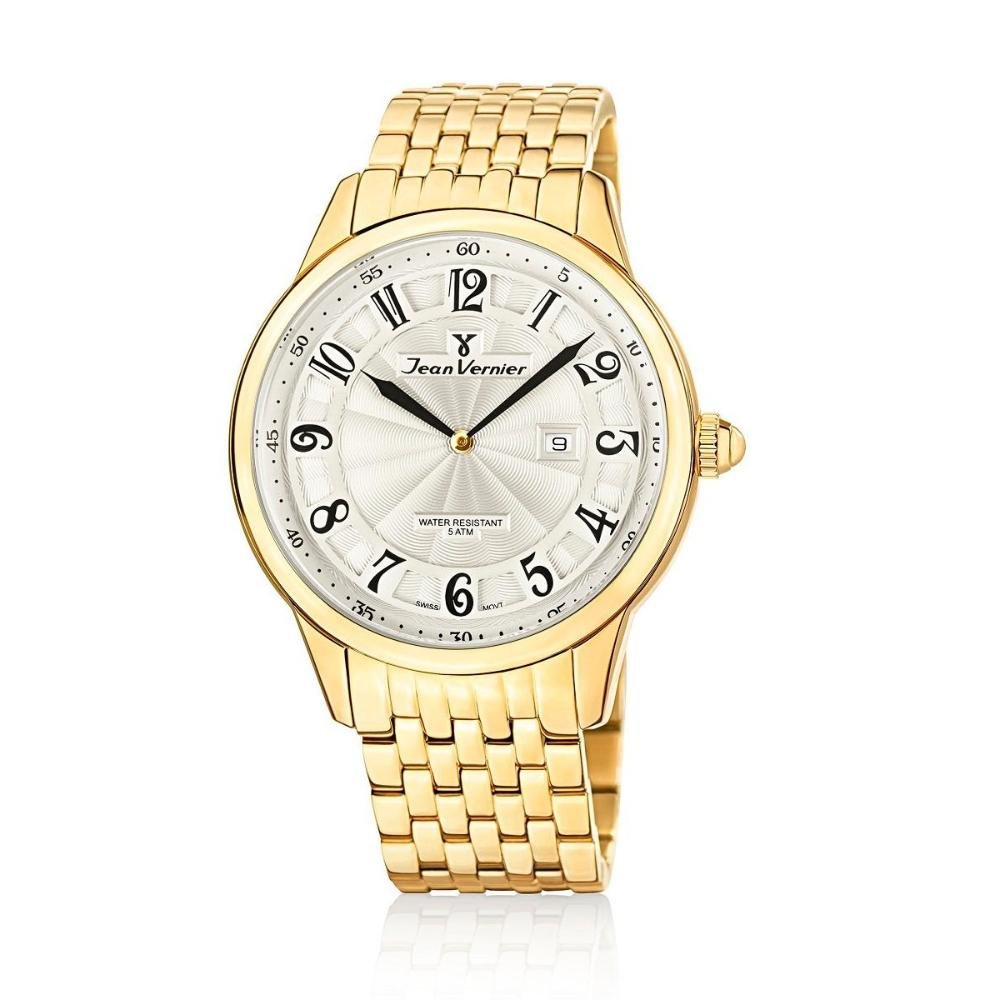 Relógio Pulso Jean Vernier Com Calendário Masculino JV01129 Dourado 1