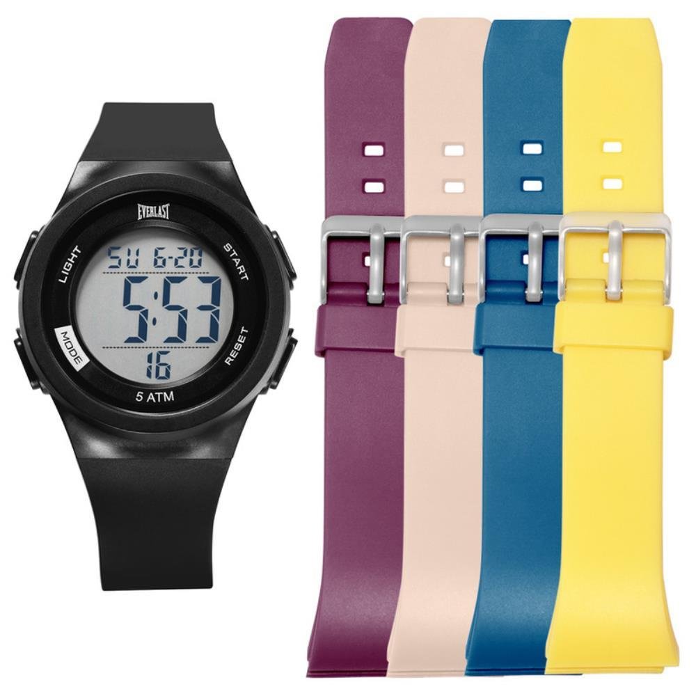 Relógio Masculino Digital Everlast Kit 4 Pulseiras E73813
