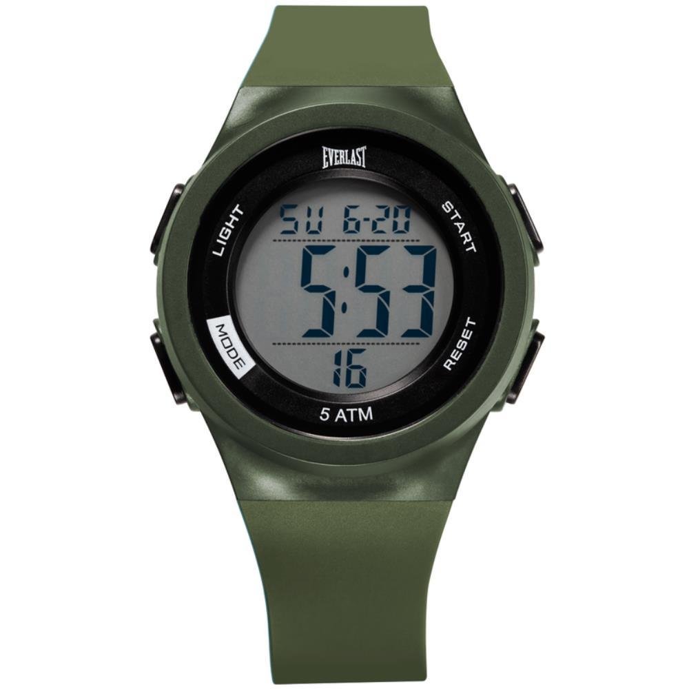Relógio Pulso Everlast Unissex Silicone E741 Verde Militar 1