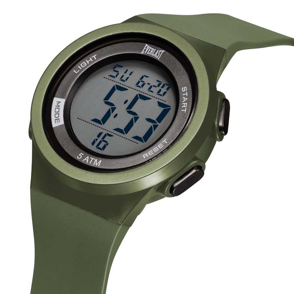 Relógio Pulso Everlast Unissex Silicone E741 Verde Militar 2