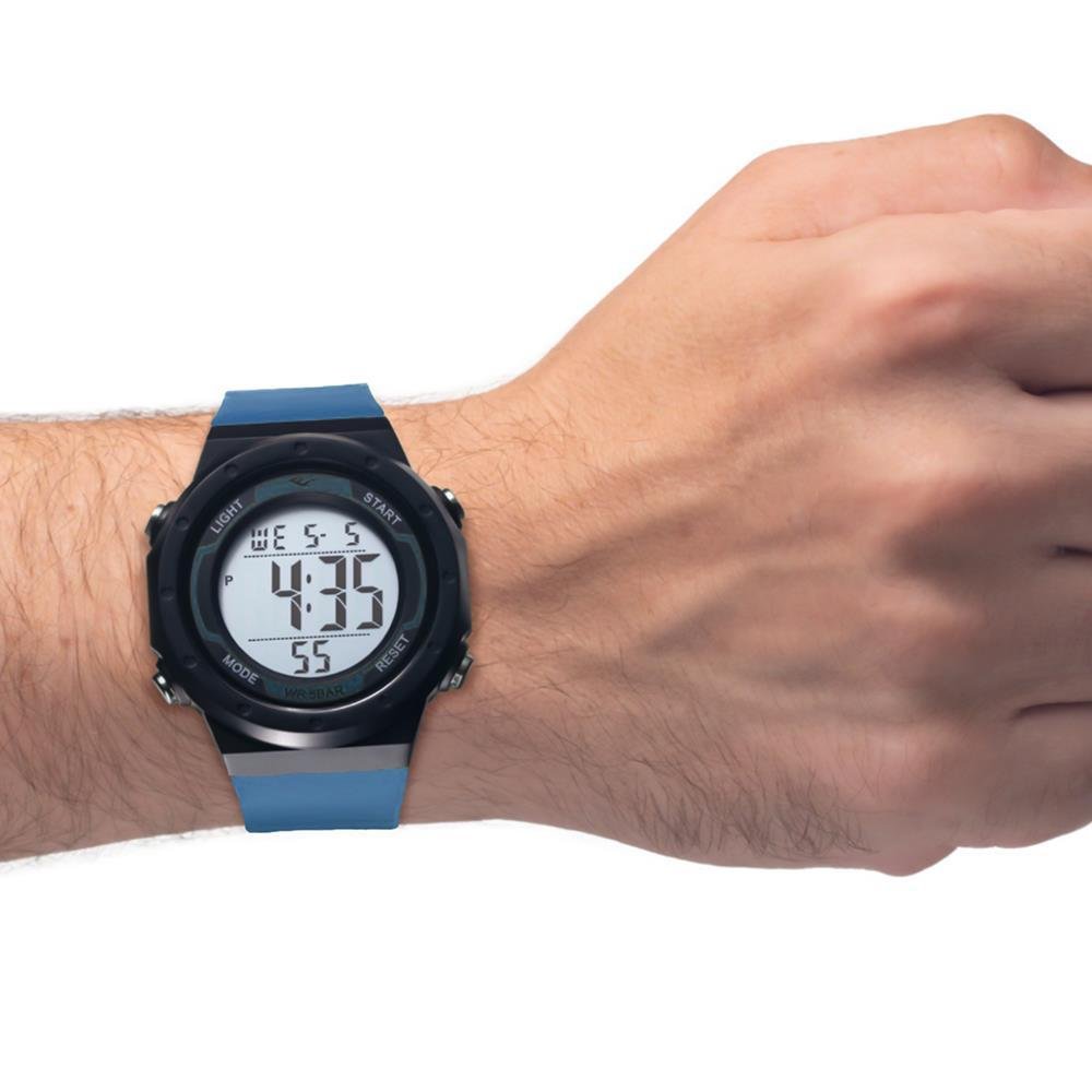 Relógio Pulso Masculino Everlast Digital Pulseira Ajustável Azul 3