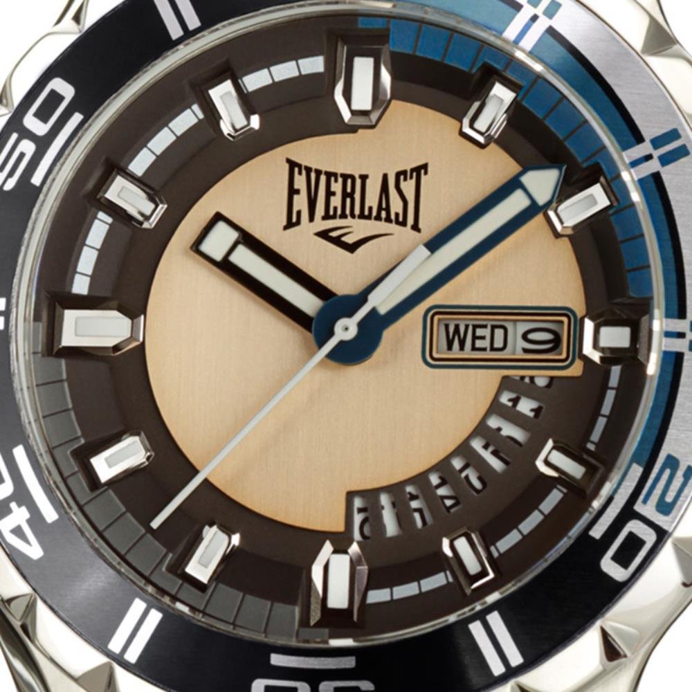 Relógio Pulso Everlast Masculino Aço Calendário E238 Azul 2