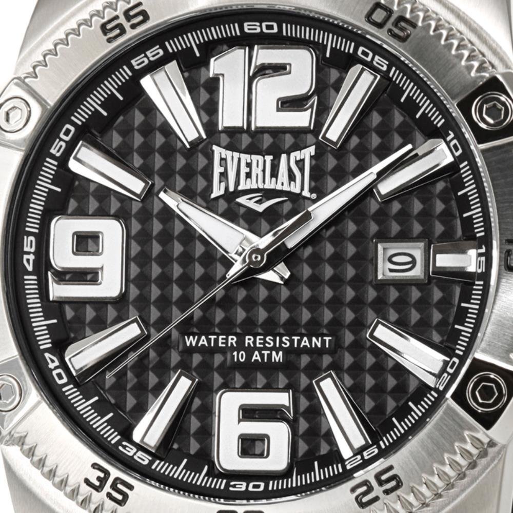 Relógio Pulso Everlast Masculino Aço Silicone E189 Preto 2