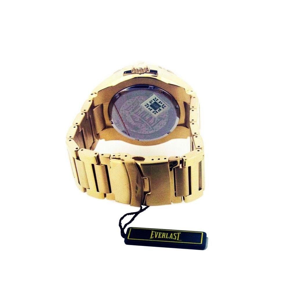 Relógio Pulso Everlast Masculino Calendário Aço E628 Dourado 3
